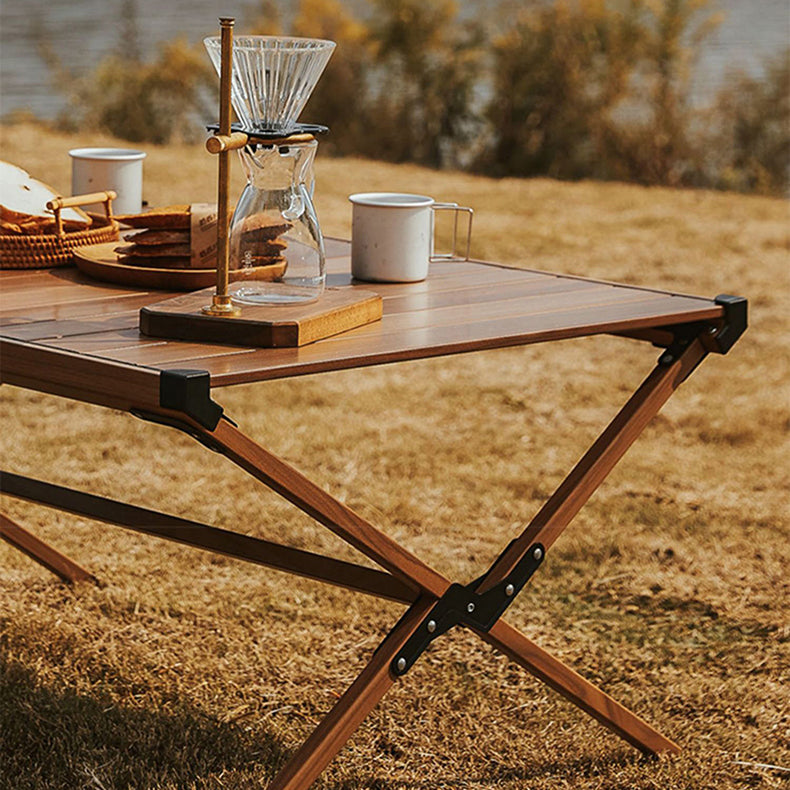 Industrial Style Patio Table Rectangle Metal Foldable Camping Table