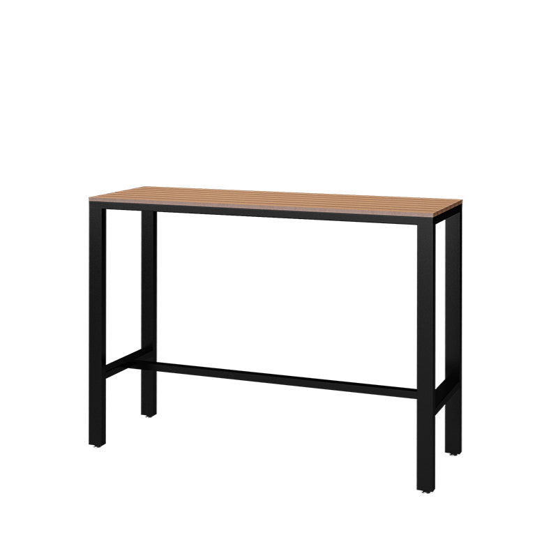 Metal and Wood Patio Table Brown Rectangle Industrial Bar Table