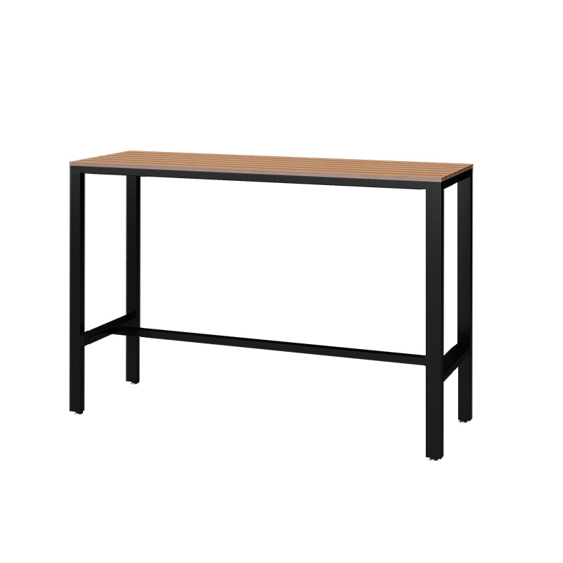Metal and Wood Patio Table Brown Rectangle Industrial Bar Table