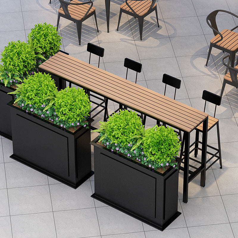 Metal and Wood Patio Table Brown Rectangle Industrial Bar Table