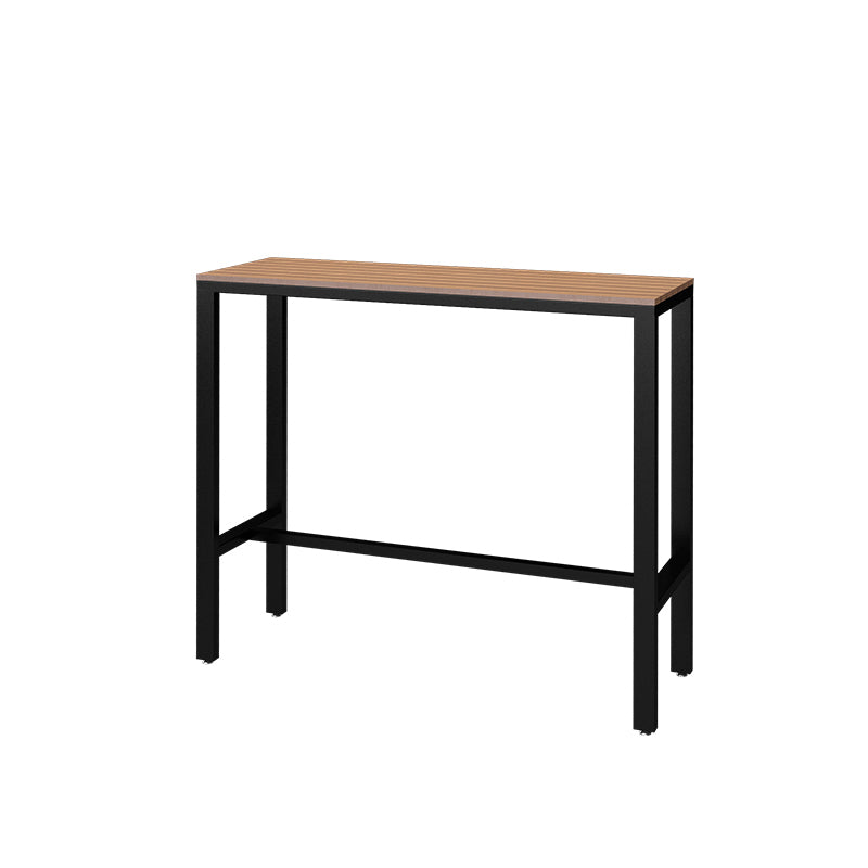 Metal and Wood Patio Table Brown Rectangle Industrial Bar Table