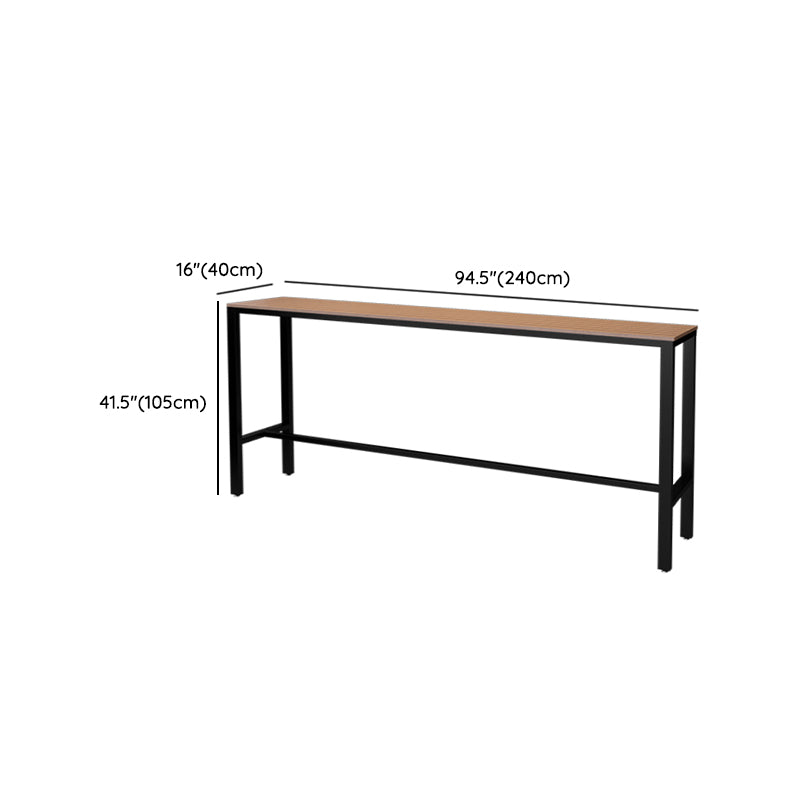 Metal and Wood Patio Table Brown Rectangle Industrial Bar Table
