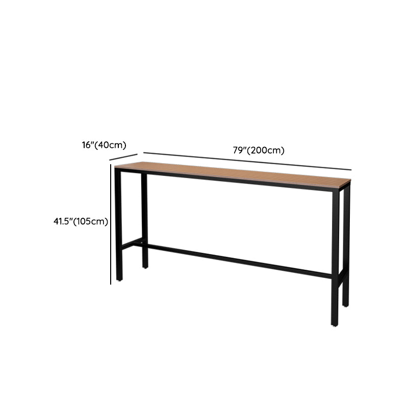 Metal and Wood Patio Table Brown Rectangle Industrial Bar Table