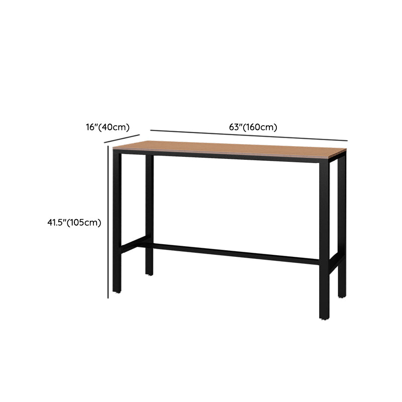Metal and Wood Patio Table Brown Rectangle Industrial Bar Table