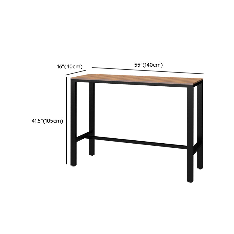 Metal and Wood Patio Table Brown Rectangle Industrial Bar Table