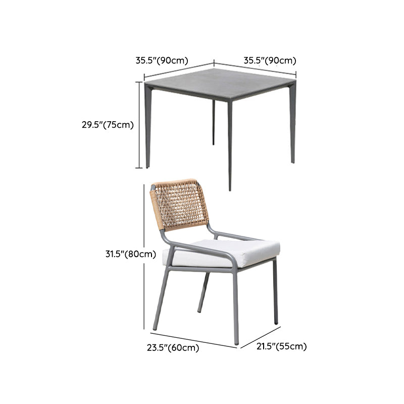 Boho Matte Gray Dining Table Set 1/2/5/7 Pcs Metal Dining Set