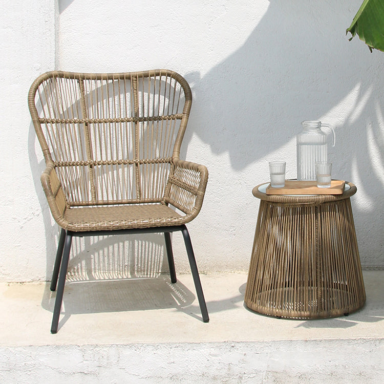 Round Glass Top Dining Table Set 1/2/3 Pcs Modern Outdoor Dining Set