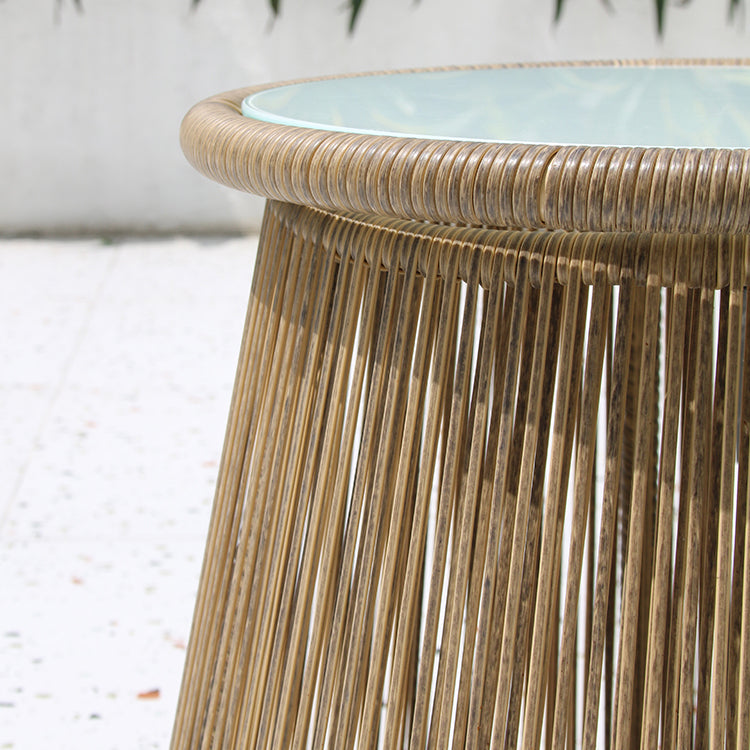 Round Glass Top Dining Table Set 1/2/3 Pcs Modern Outdoor Dining Set