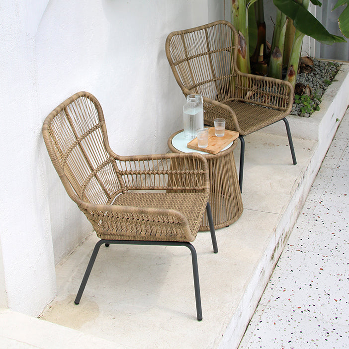 Round Glass Top Dining Table Set 1/2/3 Pcs Modern Outdoor Dining Set