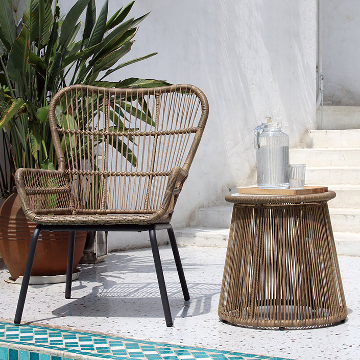 Round Glass Top Dining Table Set 1/2/3 Pcs Modern Outdoor Dining Set