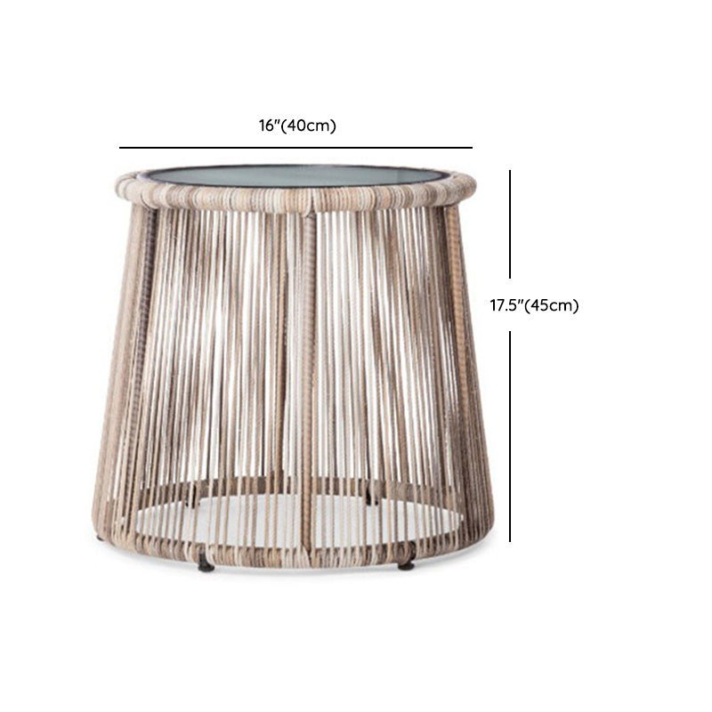 Round Glass Top Dining Table Set 1/2/3 Pcs Modern Outdoor Dining Set