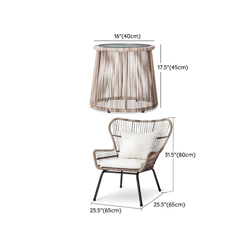 Round Glass Top Dining Table Set 1/2/3 Pcs Modern Outdoor Dining Set