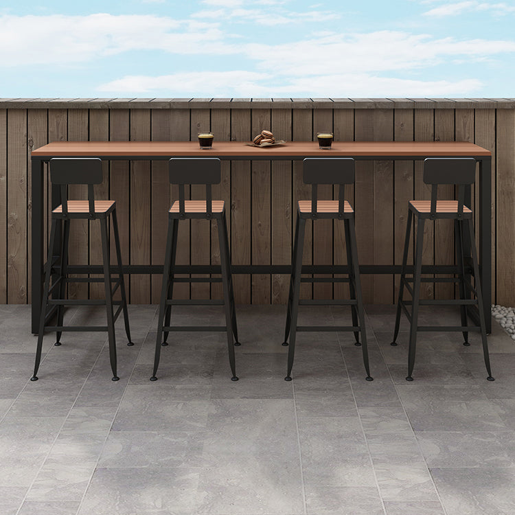 Industrial 1/5 Pieces Metal Bar Table Set Reclaimed Wood Bar Height Set for Outdoor