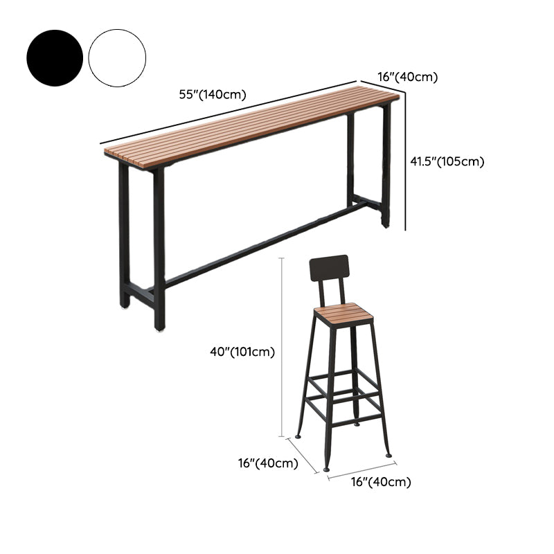 Industrial 1/5 Pieces Metal Bar Table Set Reclaimed Wood Bar Height Set for Outdoor