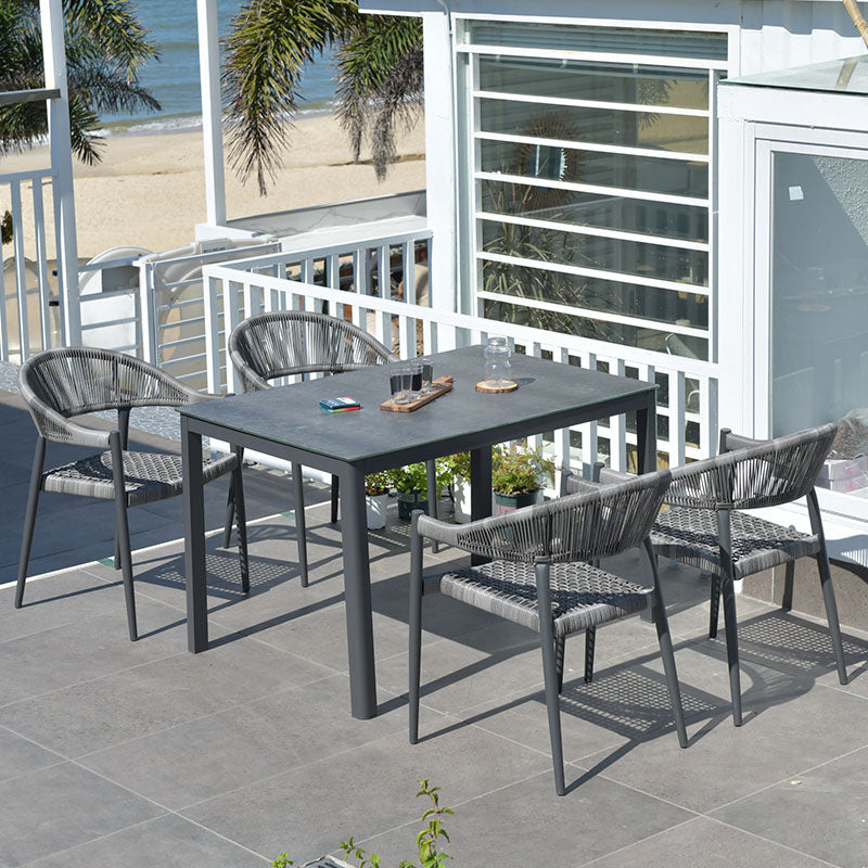 Boho Wicker Dining Set 1/3/5/7 Pcs Light Gray Dining Table Set