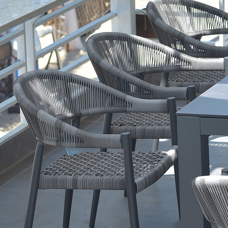 Boho Wicker Dining Set 1/3/5/7 Pcs Light Gray Dining Table Set