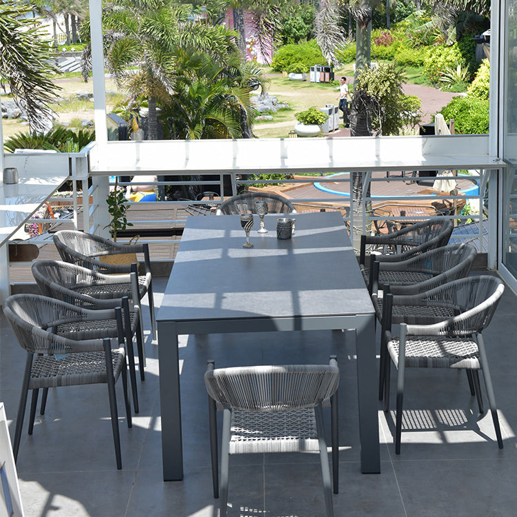 Boho Wicker Dining Set 1/3/5/7 Pcs Light Gray Dining Table Set