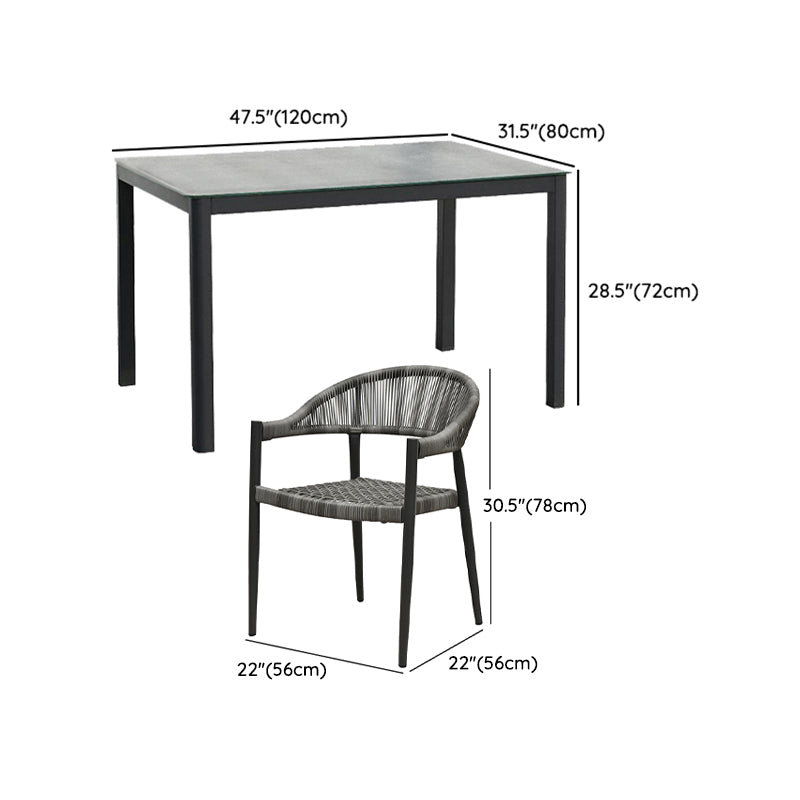 Boho Wicker Dining Set 1/3/5/7 Pcs Light Gray Dining Table Set