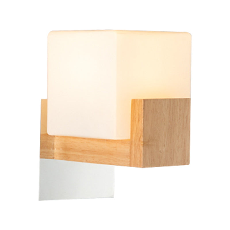 Modern Simple Wooden Wall Light Sconces Square Shape Wall Mounted Light