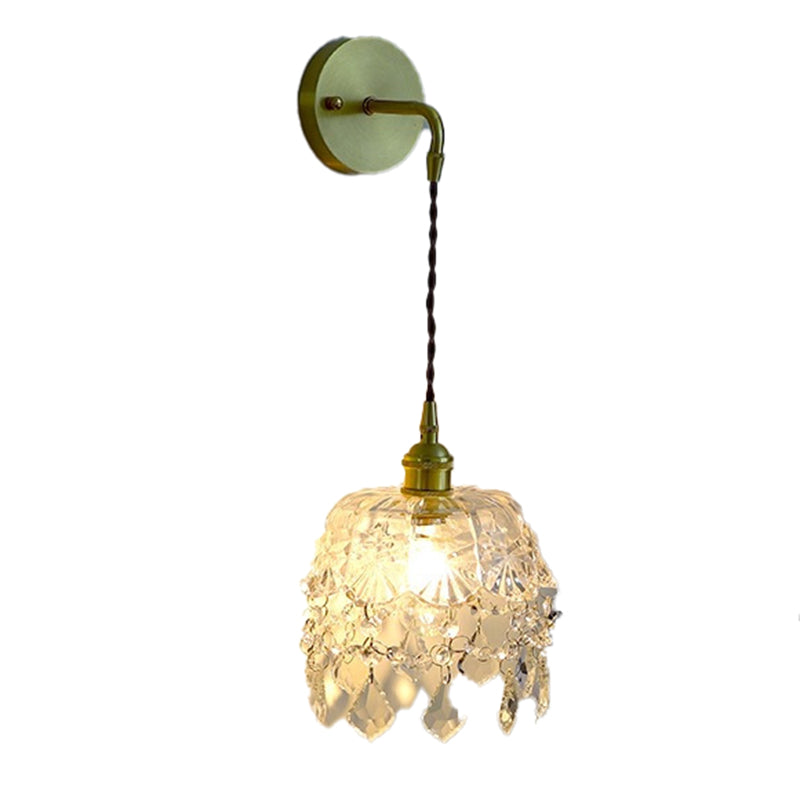 Crystal Modern Wall Sconce Flower Shape Vanity Lamp with Glass Shade for Living Room