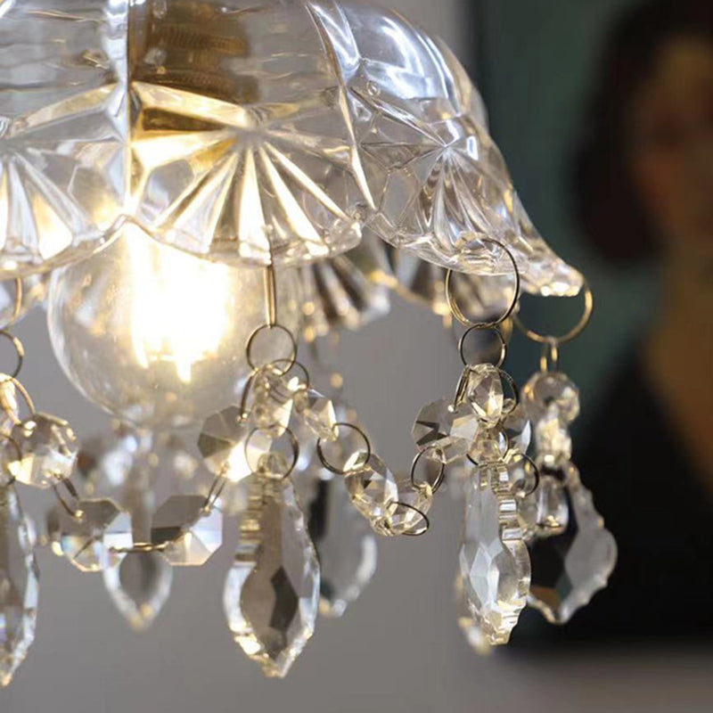 Crystal Modern Wall Sconce Flower Shape Vanity Lamp with Glass Shade for Living Room