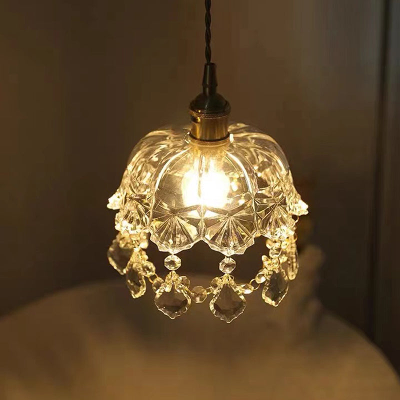 Crystal Modern Wall Sconce Flower Shape Vanity Lamp with Glass Shade for Living Room