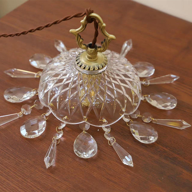 Modern Crystal Wall Sconce Flower Shape Vanity Lamp with Glass Shade for Bedroom