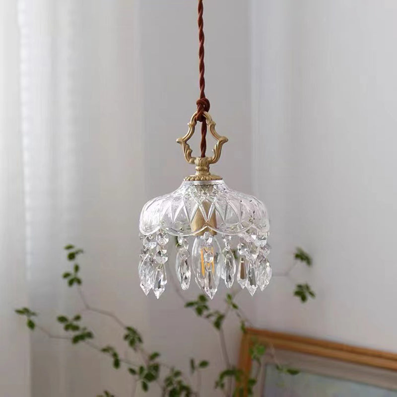 Modern Crystal Wall Sconce Flower Shape Vanity Lamp with Glass Shade for Bedroom