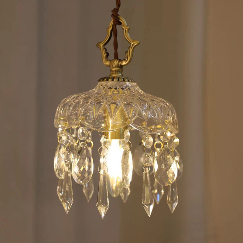 Modern Crystal Wall Sconce Flower Shape Vanity Lamp with Glass Shade for Bedroom