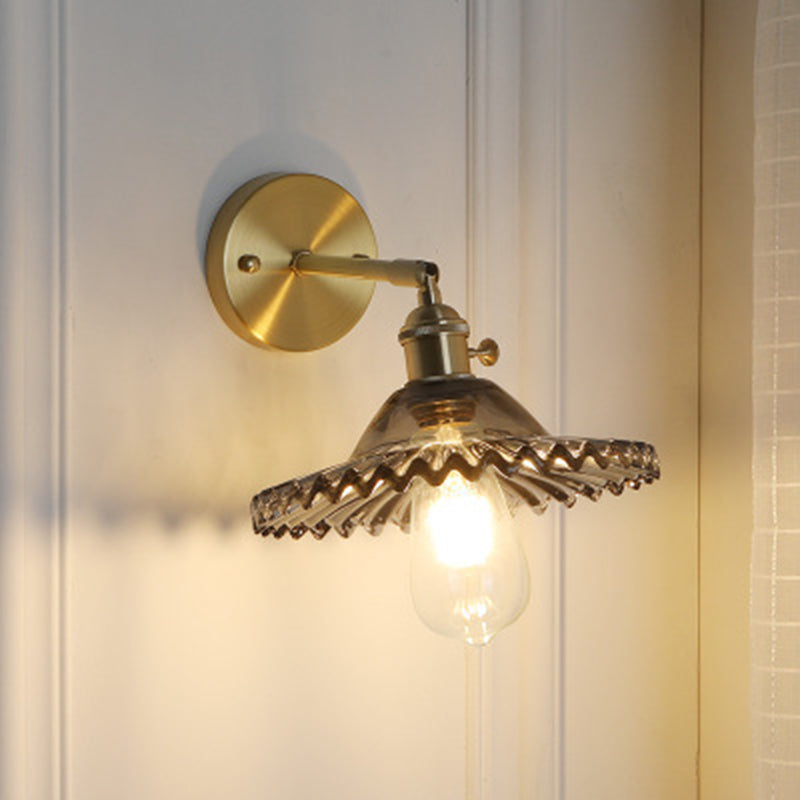Metal Modern Wall Sconce Flower Shape Sconce Lights with Glass Shade for Bedroom