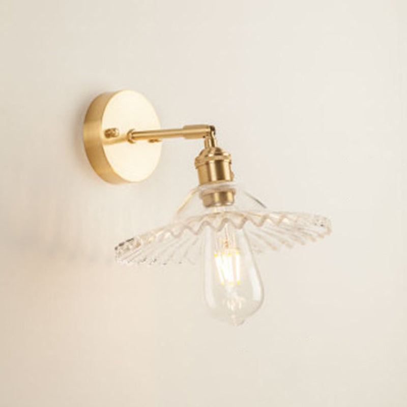 Metal Modern Wall Sconce Flower Shape Sconce Lights with Glass Shade for Bedroom