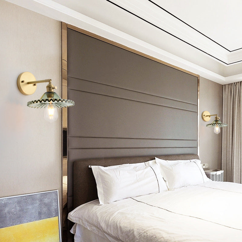 Metal Modern Wall Sconce Flower Shape Sconce Lights with Glass Shade for Bedroom