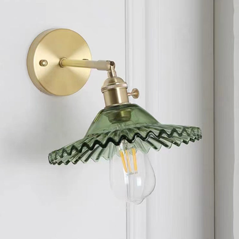 Metal Modern Wall Sconce Flower Shape Sconce Lights with Glass Shade for Bedroom