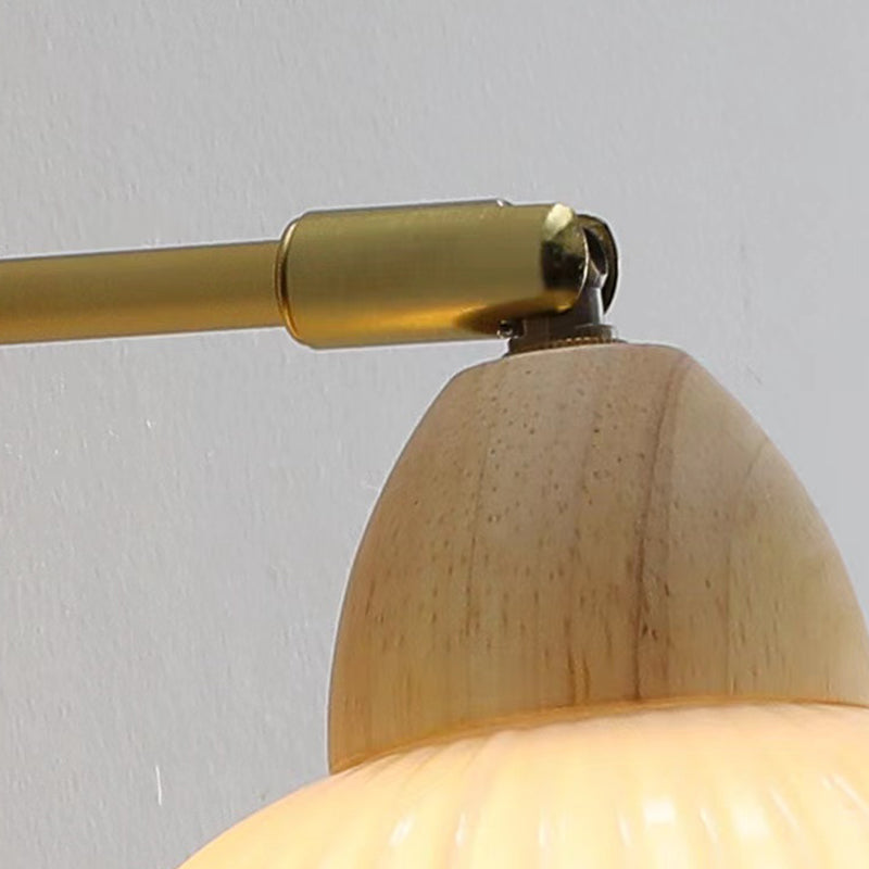 Modern Glass Shade Wall Light Fixture Wooden Wall Light Sconce for Bedroom