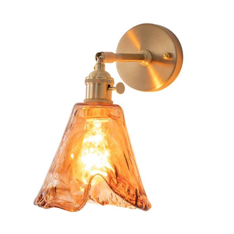 Gold Modern Metal Wall Sconce Geometric Shape Sconce Lights with Glass Shade