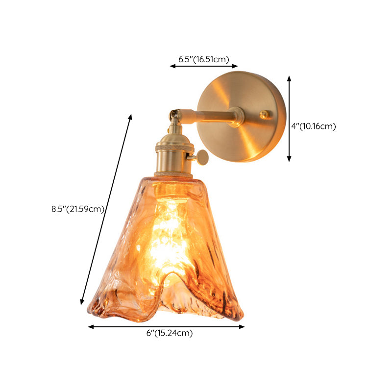 Gold Modern Metal Wall Sconce Geometric Shape Sconce Lights with Glass Shade