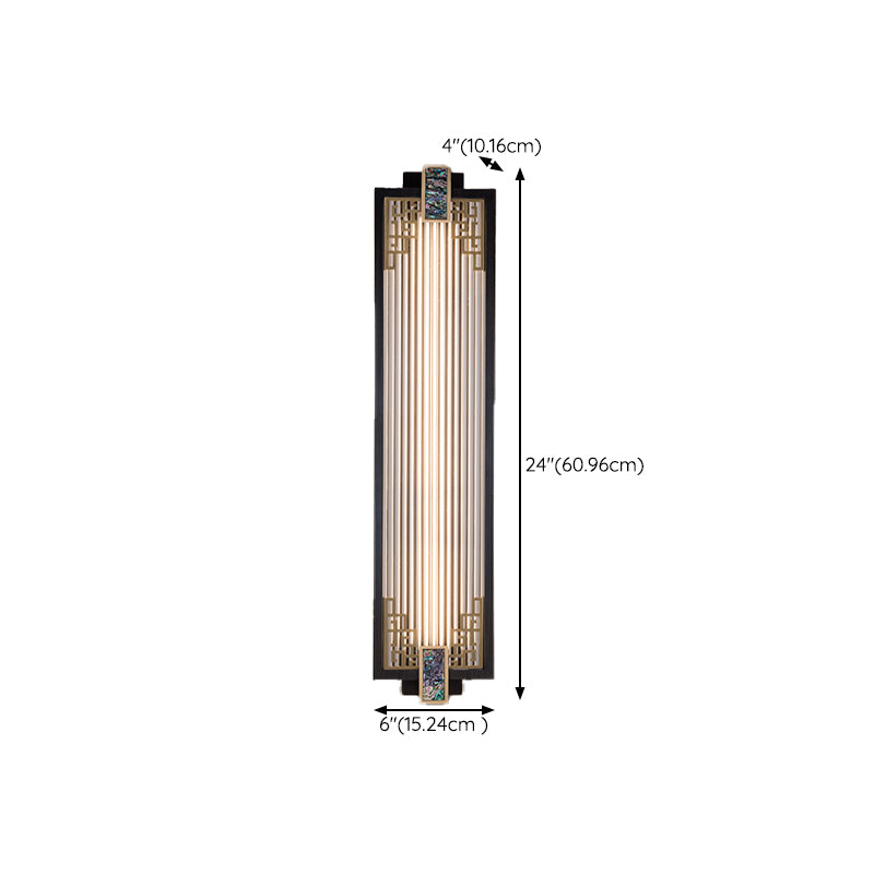 Modern Metal Wall Sconce Rectangle Shape Sconce Lights with Glass Shade for Living Room