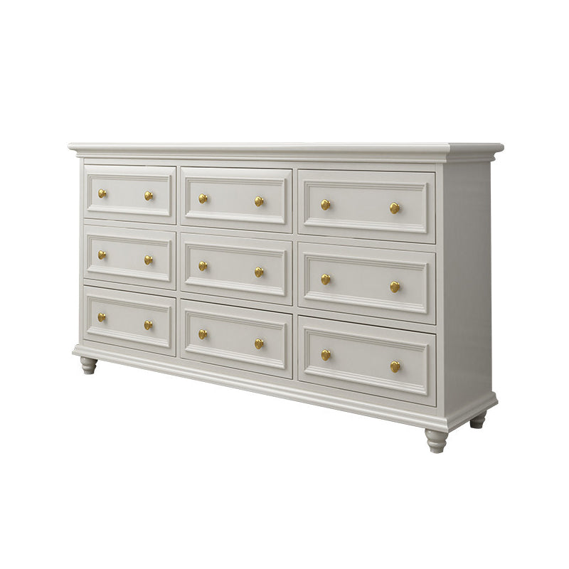 Ornate Traditional Double Dresser Birch Storage Chest with Drawers for Bedroom
