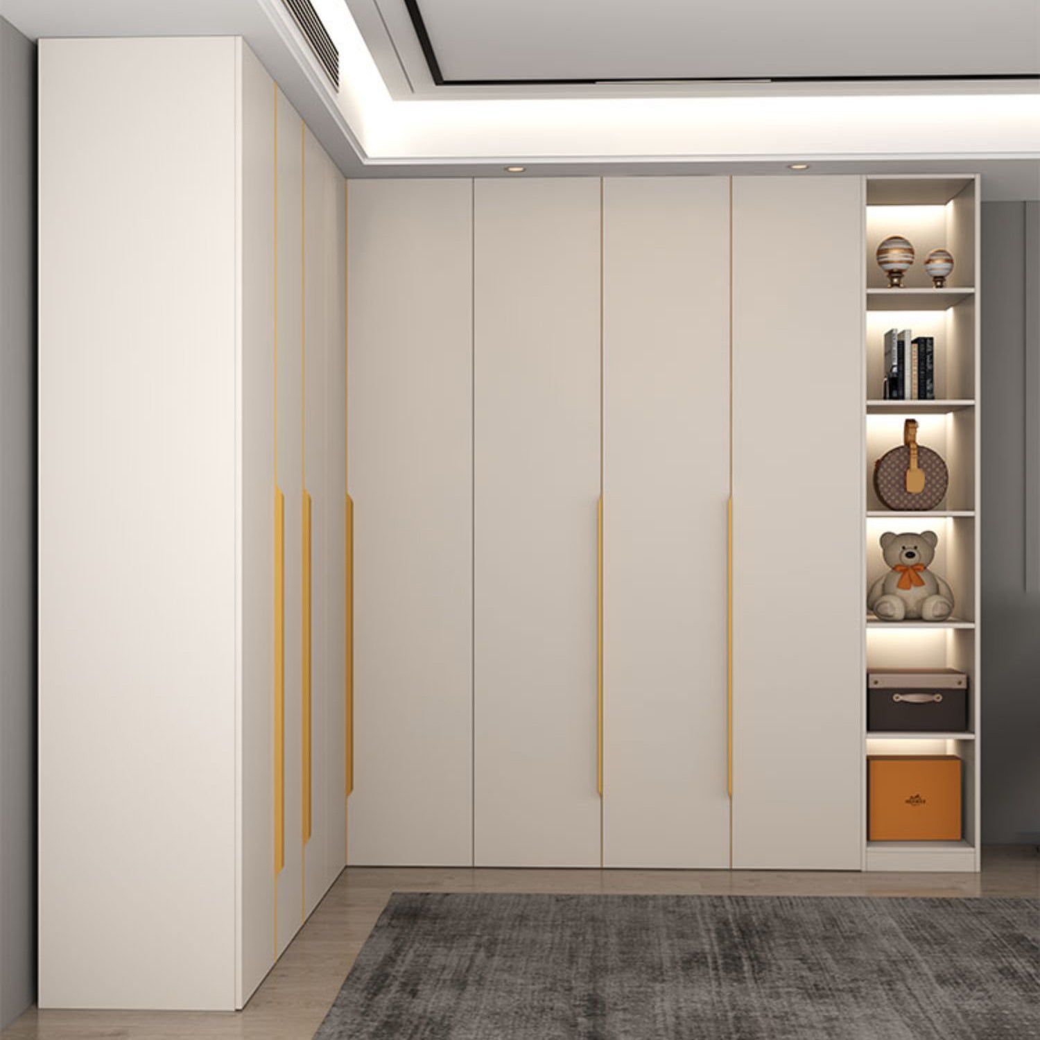 Hinged Wardrobe Closet White Engineered Wood Wardrobe Armoire