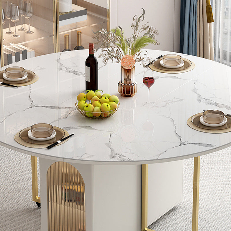 Modern Dining Set 1/3/7 Pcs Sintered Stone Folding Table with Upholstered Chairs