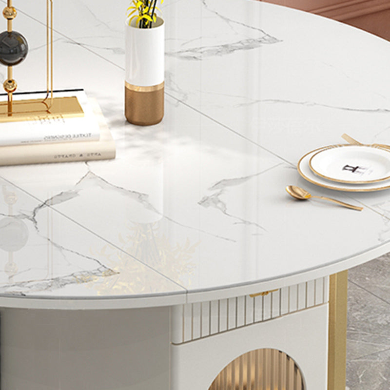 Modern Dining Set 1/3/7 Pcs Sintered Stone Folding Table with Upholstered Chairs