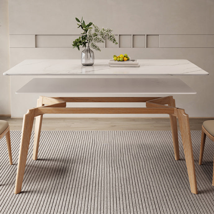 Contemporary Style 1/4/5 Pieces Dining Chairs Set Rectangle Stone Furniture in White