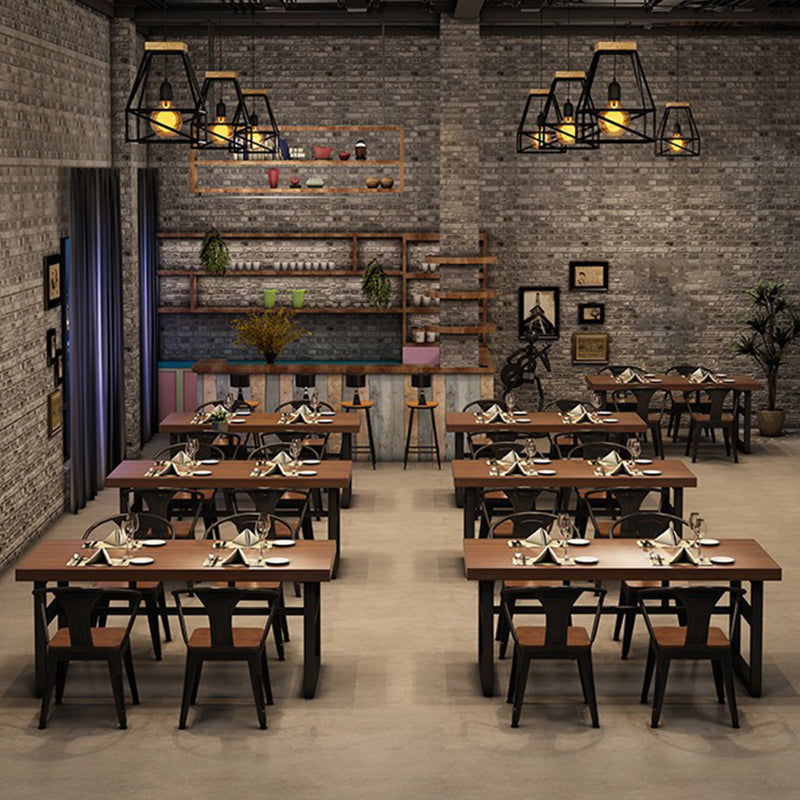 Industrial 1/3/5/7 Pieces Dining Set Rectangle Pine Wood Dining Table for Cafe