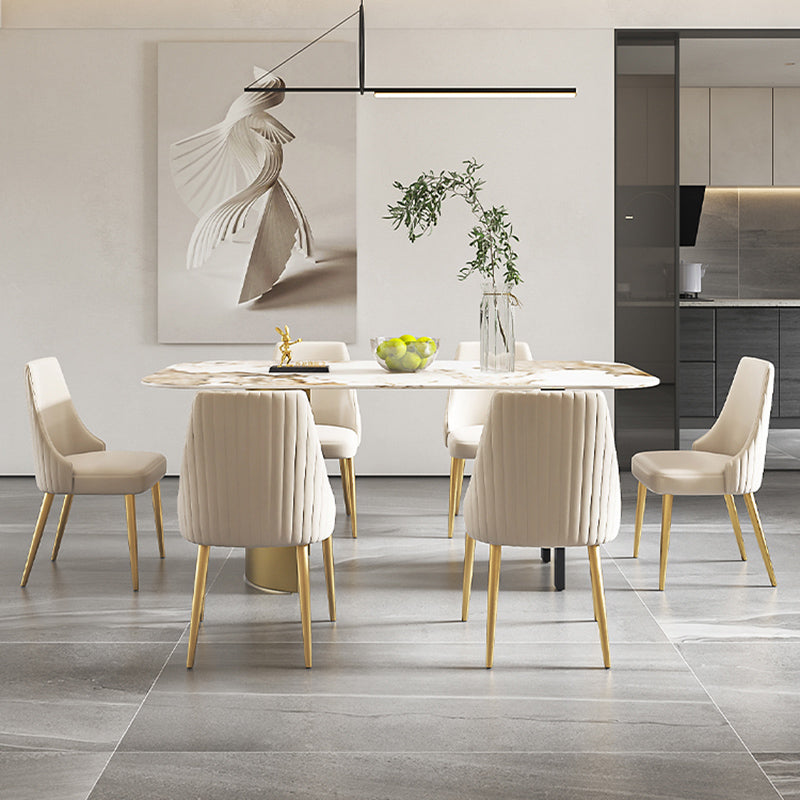 Glam 1/4/5/6/7 Pieces Dining Set Rectangle Stone Dining Table for Dining Room