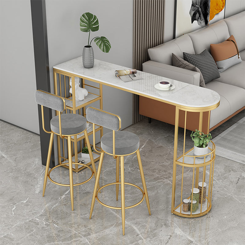 Modern 1/3 Pieces Bar Table Set Stone Counter Table with Stools for Dining Room