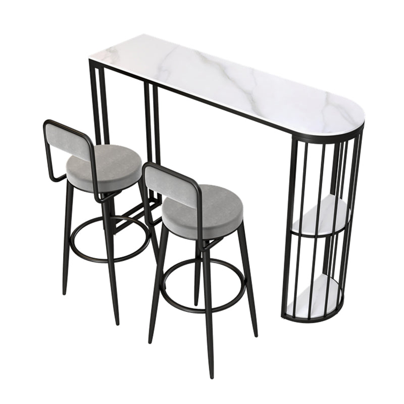 Modern 1/2/3 Pieces Bar Table Set Stone Counter Table with Stools for Living Room