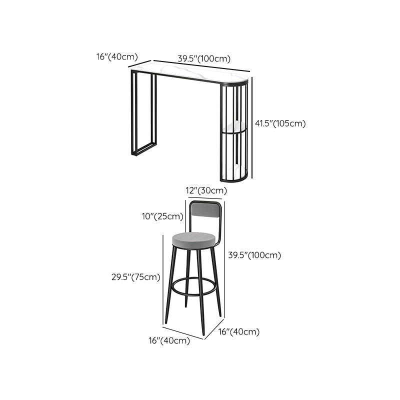 Modern 1/2/3 Pieces Bar Table Set Stone Counter Table with Stools for Living Room