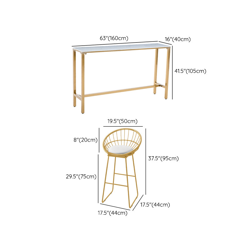 Rectangle Bar Table Set 1/7/9 Pcs Glam Bar Table and Stools with Metal Frame