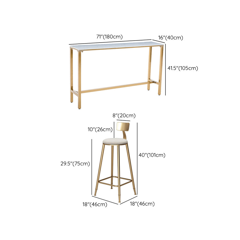 Rectangle Bar Table Set 1/7/9 Pcs Glam Bar Table and Stools with Metal Frame