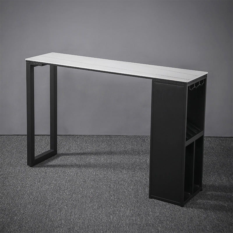 Modern Rectangle Bar Table Set 1/3 Pcs Stone Top Bar Table and Upholstered Stools